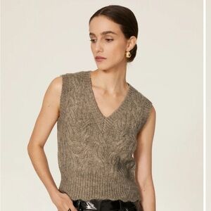 Astr Women's Medina Cable Knit Tan Sweater Vest